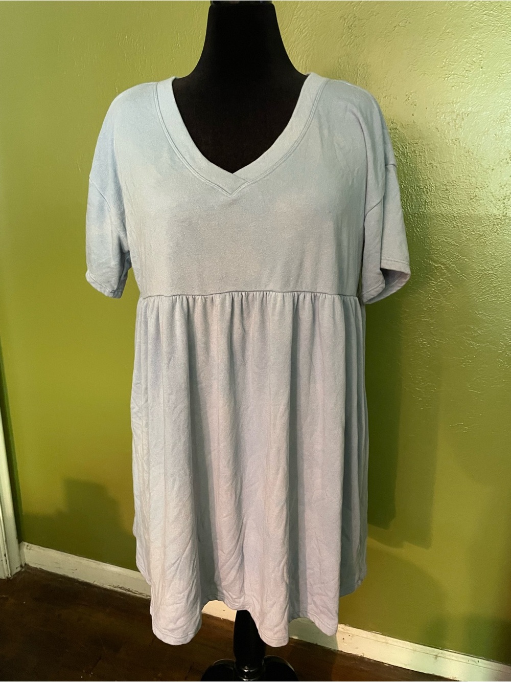 wild fable Light Blue V-Neck Babydoll Tunic